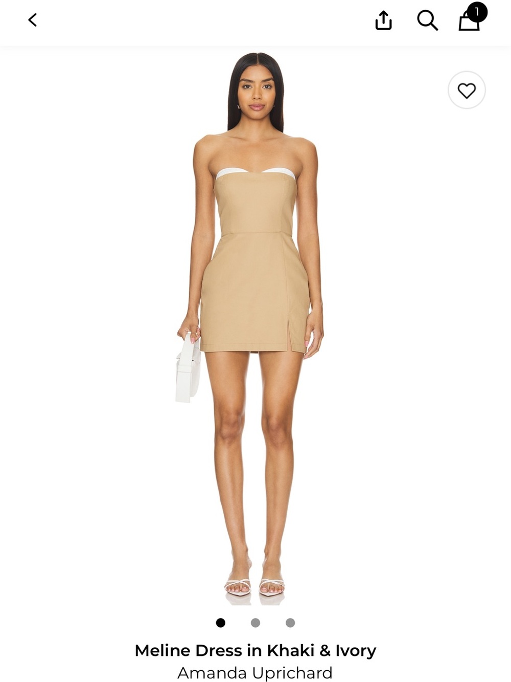 Amanda Uprichard Meline Strapless Khaki & Ivory Mini Dress